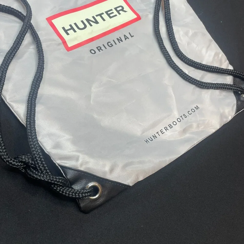 ~ HUNTER Backpack Lightweight Strong Nylon Drawstring Cinch Adjustable Gray Blk